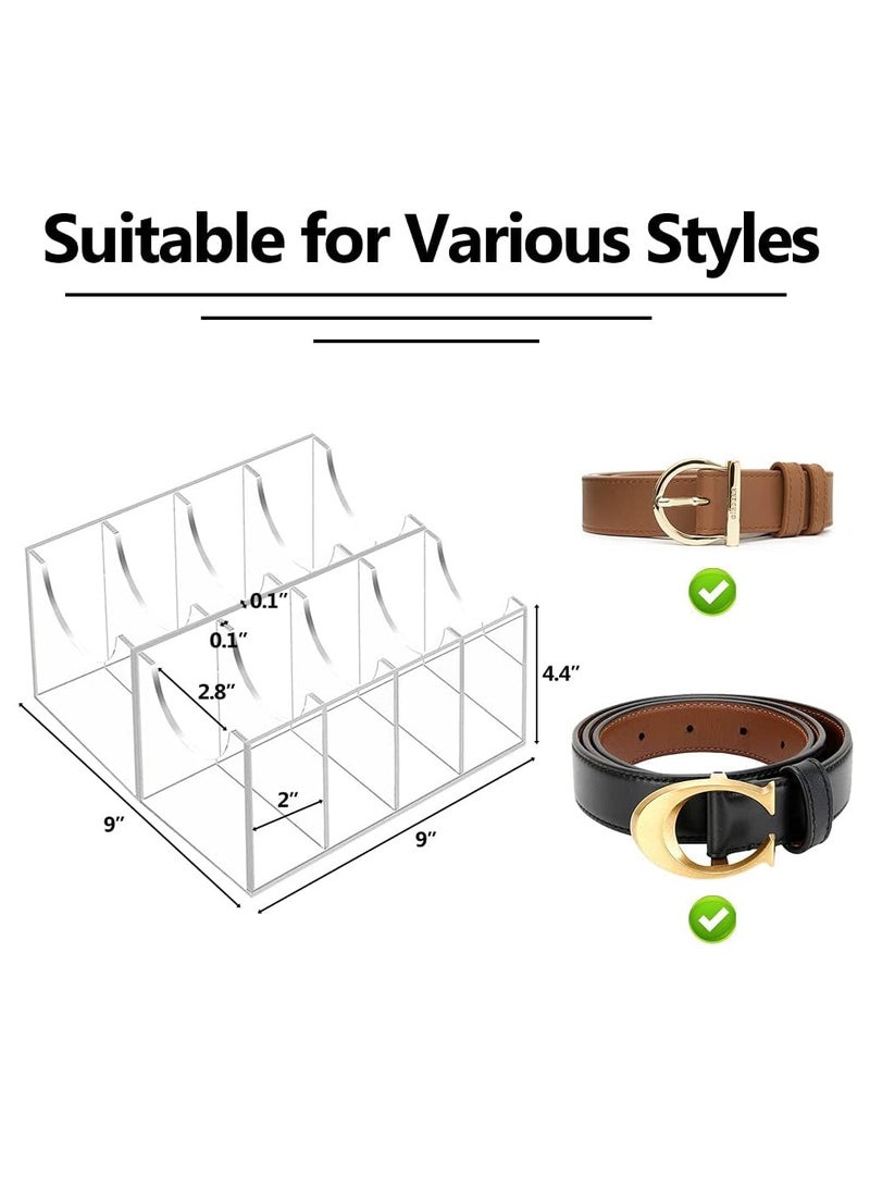 Meetion Belt Organizer, Acrylic 8 Compartments Belt Container Storage Holder, Acrylic Belt Display Storage Box, Clear Belt Display Case for Closet Tie and Bow Tie Watch Jewelry Bracelets Ring  - Image 2