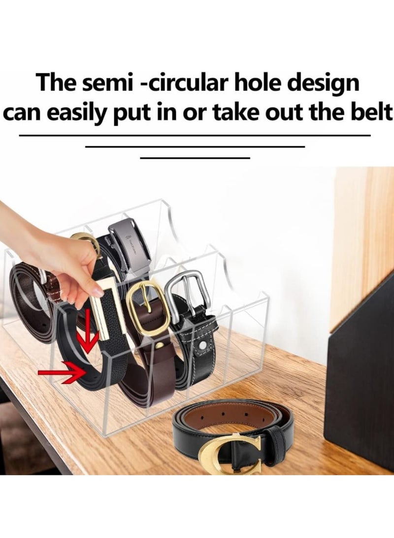 Meetion Belt Organizer, Acrylic 8 Compartments Belt Container Storage Holder, Acrylic Belt Display Storage Box, Clear Belt Display Case for Closet Tie and Bow Tie Watch Jewelry Bracelets Ring  - Image 5