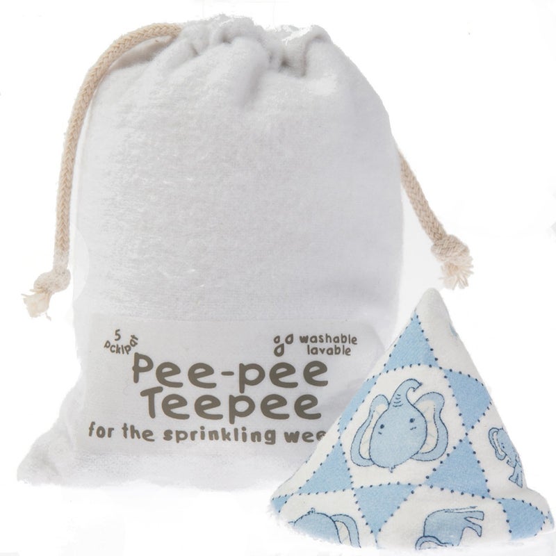 Beba Bean Pee Pee Teepee Elephant Blue with Laundry Bag 5 Pieces Baby boy Pee Shield Babyboy Essentials peepeeeteepee Baby boy Teepee Pee Shield Pee Covers - Image 2