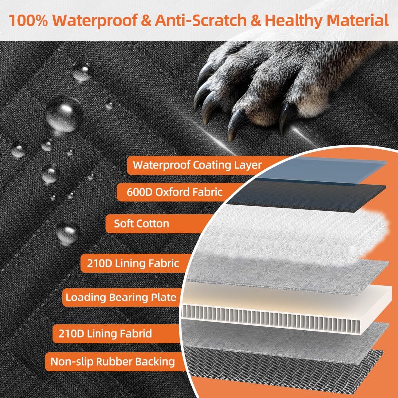 LEHNI Back Seat Extender for Dogs,Hard Bottom Car Seat Cover for Dogs with Mesh Window,Waterproof Backseat Pet Cover Hard Bottom-Dog Car Seat Cover for Back Seat Dog Hammock for Car/SUV - Image 5