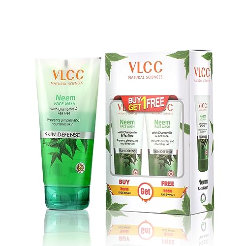 VLCC Neem Face Wash with Chamomile Tea Tree AntiAcne Facial Cleanser with Soothing Properties 507 Fl Oz150 ml Pack of 2 - Image 1