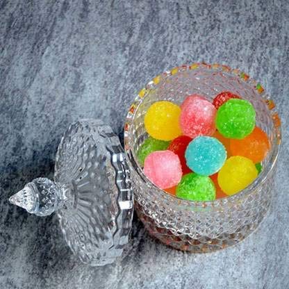 AVIROM AVIROM Pack of 2 Clear White Gifts Decor Crystal Candy Box with Lids Sugar Bowl Cookie Jar MediumClear Glass Candy Bowl  - Image 5