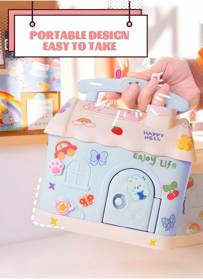 GROIC Piggy Bank with DIY Sticker Gifts and Keys, Big House Coin Bank Box, ATM Piggy Bank Coin Jar, Piggy Bank Educational Early Learning Toys for Kids  - Image 4