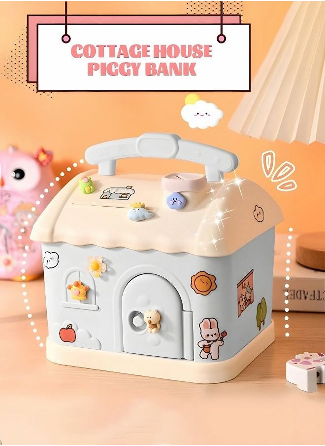 GROIC Piggy Bank with DIY Sticker Gifts and Keys, Big House Coin Bank Box, ATM Piggy Bank Coin Jar, Piggy Bank Educational Early Learning Toys for Kids  - Image 5