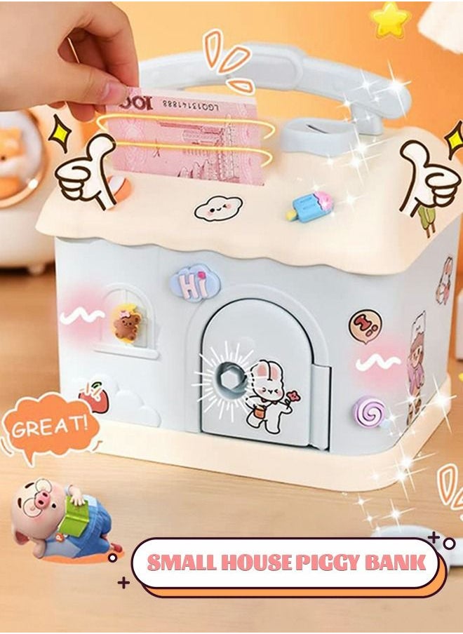 GROIC Piggy Bank with DIY Sticker Gifts and Keys, Big House Coin Bank Box, ATM Piggy Bank Coin Jar, Piggy Bank Educational Early Learning Toys for Kids  - Image 3