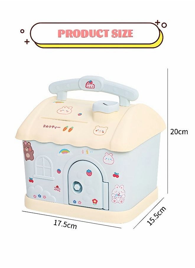 GROIC - Piggy Bank with DIY Sticker Gifts and Keys, Big House Coin Bank Box, ATM Piggy Bank Coin Jar, Piggy Bank Educational Early Learning Toys for Kids - Image 1