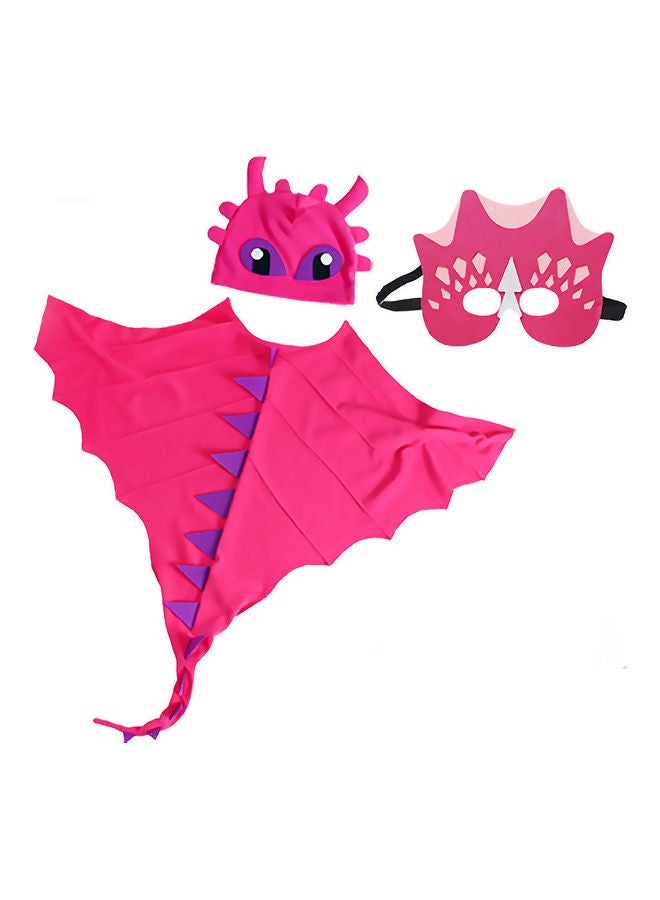 Children's Dinosaur Cloak Hat Mask Cosplay Costume Set For 3-8Year 120cm - Image 1