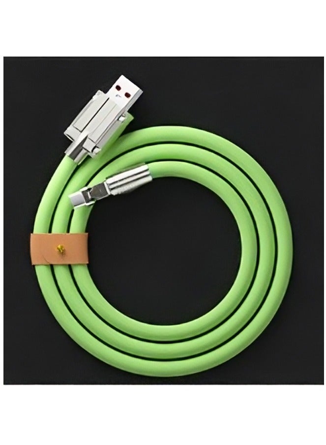 AROAQ Zinc Alloy Rotating Charging Cable, 2m USB To C Super Fast Charging Zinc Alloy PVC USB Cable, Durable Flexible Rotary Charge Cable, (2 Meters—type-c Bare Cable (Huawei, Letv Head) Green) - Image 1