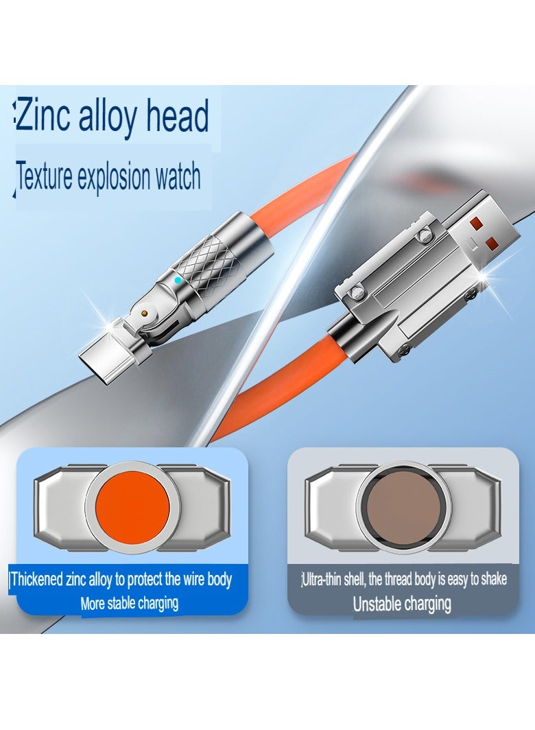 AROAQ Zinc Alloy Rotating Charging Cable, 2m USB To C Super Fast Charging Zinc Alloy PVC USB Cable, Durable Flexible Rotary Charge Cable, (2 Meters—type-c Bare Cable (Huawei, Letv Head) Green) - Image 2