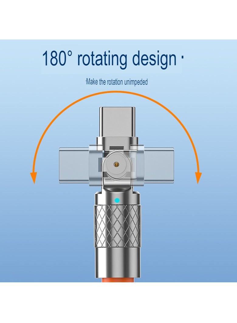 AROAQ Zinc Alloy Rotating Charging Cable, 2m USB To C Super Fast Charging Zinc Alloy PVC USB Cable, Durable Flexible Rotary Charge Cable, (2 Meters—type-c Bare Cable (Huawei, Letv Head) Green) - Image 4