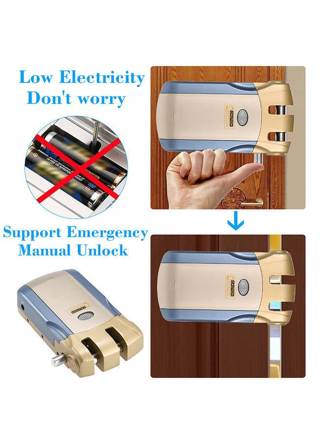 WAFU - WF-018 Wireless Remote Control Lock Security Invisible Keyless Door Entry Intelligent Lock Zinc Alloy Metal with 4 Remote Keys Smart Home Villa Office Access Control Security System - Image 1