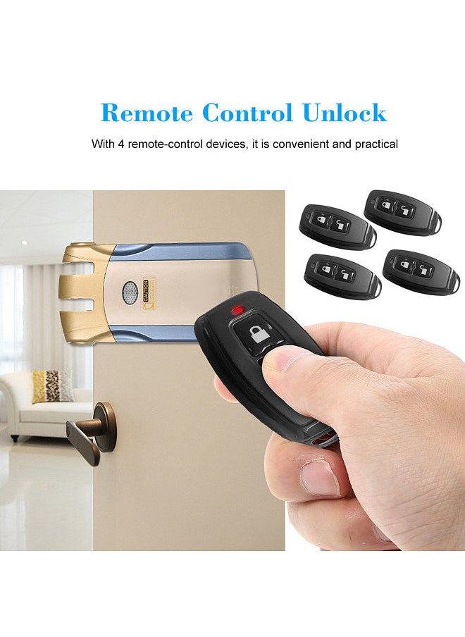 WAFU - WF-018 Wireless Remote Control Lock Security Invisible Keyless Door Entry Intelligent Lock Zinc Alloy Metal with 4 Remote Keys Smart Home Villa Office Access Control Security System - Image 1
