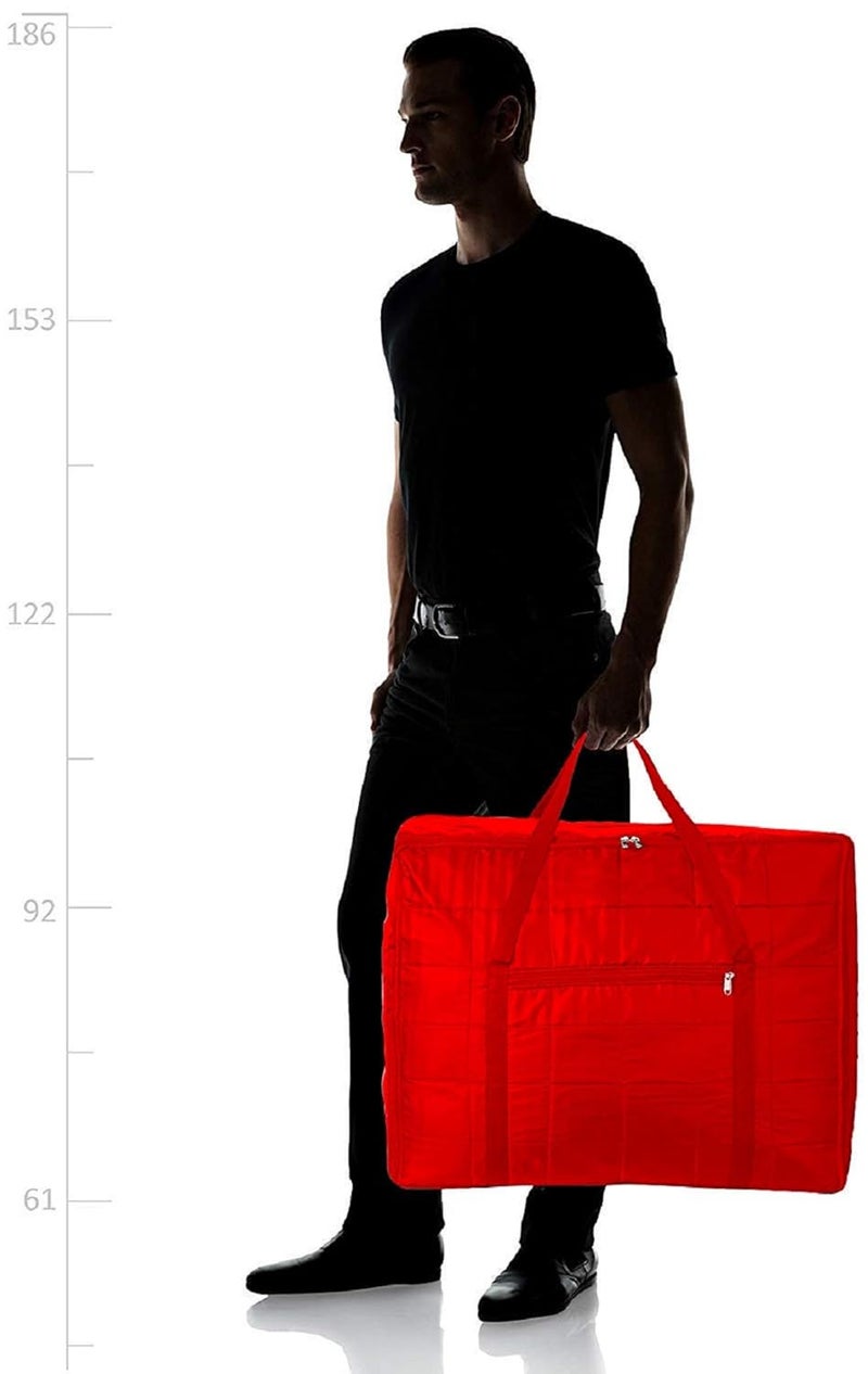 Kuber Industries Kuber Industries Parachute Big Underbed Moisture Proof Storage Bag with Zippered Closure and Handle Red  - Image 5