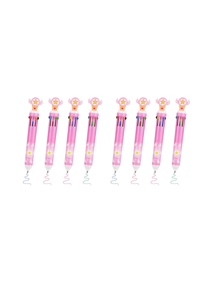 Excefore Multicolor Ballpoint Pen, 8pcs 10-in-1 Retractable Ballpoint Pens, 10colours Roller Ball Multicolor Pens for Office School Supplies Students Children Kids Gifts  - Image 1
