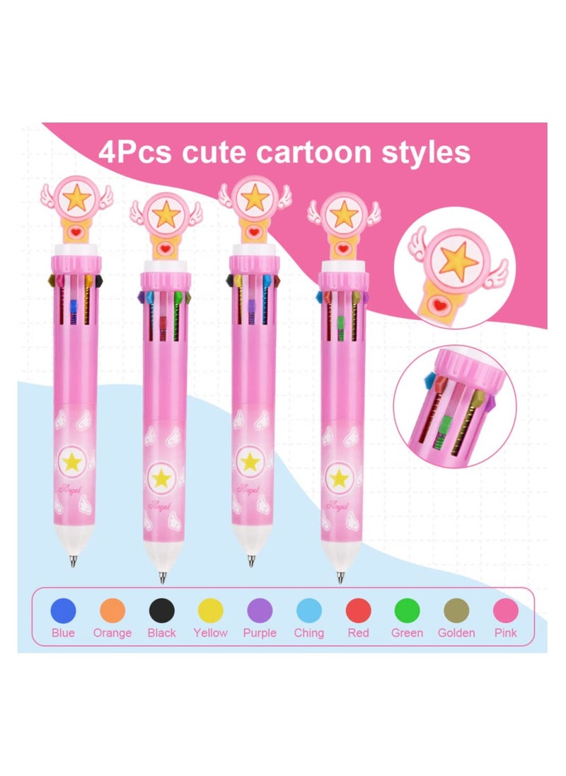 Excefore Multicolor Ballpoint Pen, 8pcs 10-in-1 Retractable Ballpoint Pens, 10colours Roller Ball Multicolor Pens for Office School Supplies Students Children Kids Gifts  - Image 4