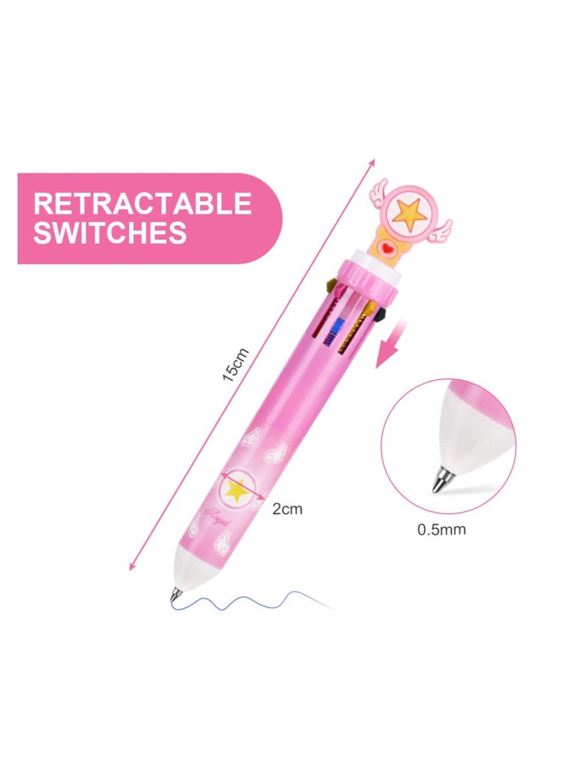 Excefore Multicolor Ballpoint Pen, 8pcs 10-in-1 Retractable Ballpoint Pens, 10colours Roller Ball Multicolor Pens for Office School Supplies Students Children Kids Gifts  - Image 2