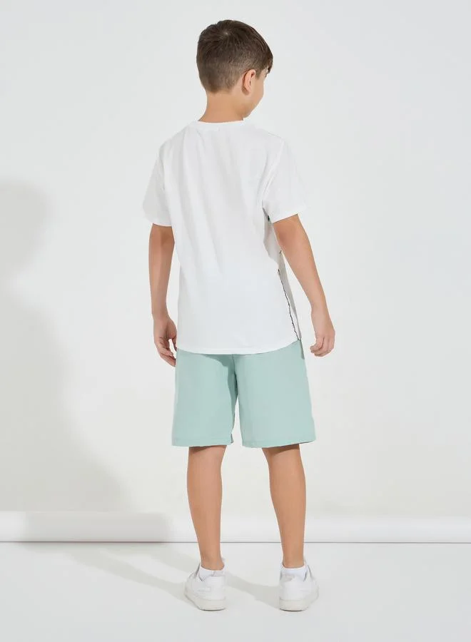 Styli Coconut Tree Print T-Shirt & Woven Shorts Set