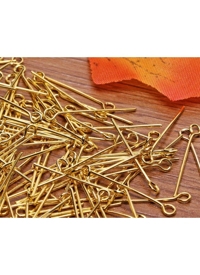 Shapenty - 200Pcs Mini Metal Wire Eyepins Beading Small Open Eye Head Pins Needles Bulk For Diy Craft Bead Earring Pendant Necklace Bracelet Jewelry Charm Finding Making (24Mm/1Inch Gold) - Image 1