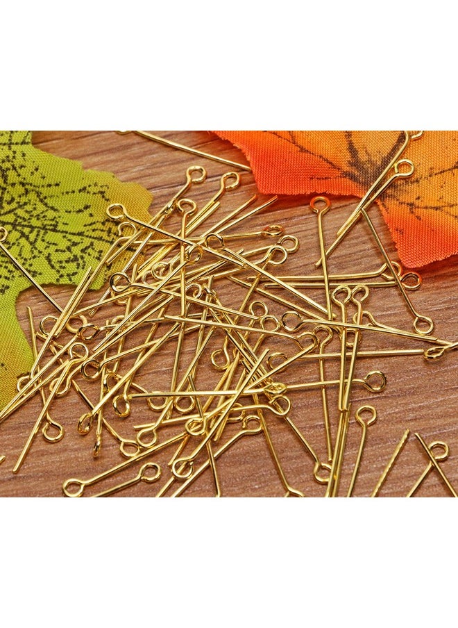 Shapenty - 200Pcs Mini Metal Wire Eyepins Beading Small Open Eye Head Pins Needles Bulk For Diy Craft Bead Earring Pendant Necklace Bracelet Jewelry Charm Finding Making (24Mm/1Inch Gold) - Image 1