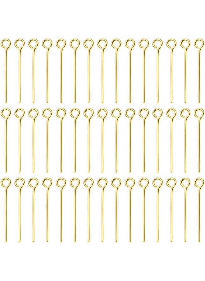 Shapenty - 200Pcs Mini Metal Wire Eyepins Beading Small Open Eye Head Pins Needles Bulk For Diy Craft Bead Earring Pendant Necklace Bracelet Jewelry Charm Finding Making (24Mm/1Inch Gold) - Image 1