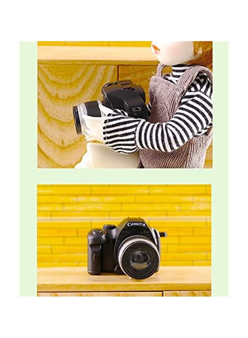 KASTWAVE Mini Camera for Dolls, 1:4 Scale Miniature SLR Camera Mini Camera Ornament with Flash and Shutter Sound, Vintage Camera Model Digital SLR Camera, 4 Pcs - Image 4