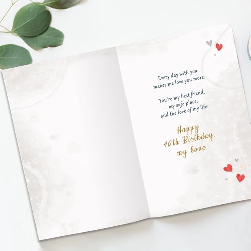 Beixian 40th Birthday Card Gifts for Husband from Wife, Happy 40th Birthday Decorations for Men 8x5.3 Inches, Double Sided - Image 2