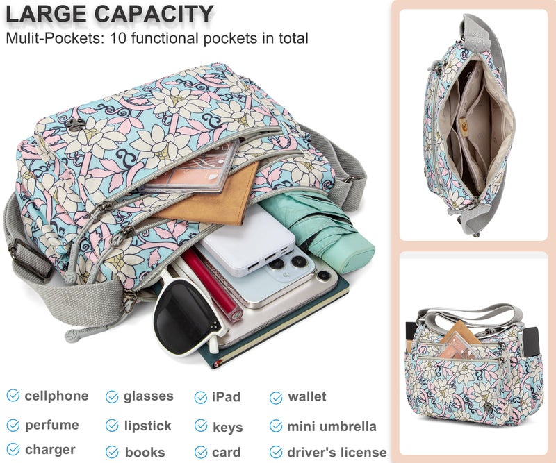 Pealwel Casual Crossbody Bag with Anti Theft Pocket - Women Lightweight Water-Resistant Purse Bag (Vine Flower) - Image 4