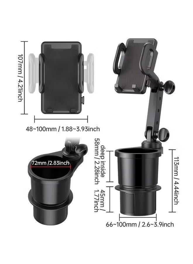 سعيد حامل هاتف للسيارة، حامل أكواب 2 في 1 مع قاعدة قابلة للتعديل وذراع طويل، حامل هاتف للسيارة يدور 360 درجة متوافق مع جميع الهواتف الذكية - Image 3