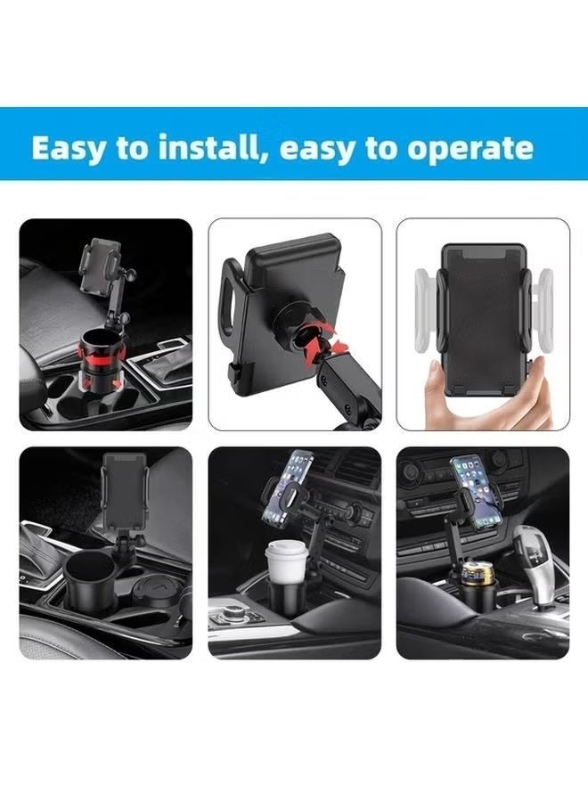 سعيد حامل هاتف للسيارة، حامل أكواب 2 في 1 مع قاعدة قابلة للتعديل وذراع طويل، حامل هاتف للسيارة يدور 360 درجة متوافق مع جميع الهواتف الذكية - Image 5