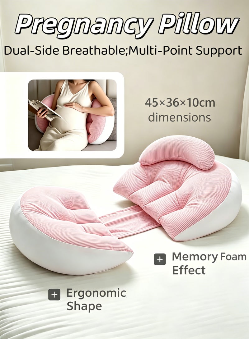 Allieuka Pregnancy Pillow,Maternity Support Pillow,Body Pillow,Pregnancy Pillow for Sleeping,Waist Protector + Auxiliary Pillow,Adjustable Width,Ergonomic Shape,Memory Foam Effect,Supports Belly Without Sagging,Removable Washable Cover,Comfort and Back Relief,Supports Back, Legs, Abdomen, And Buttocks Of Pregnant Women(Pink) - Image 1