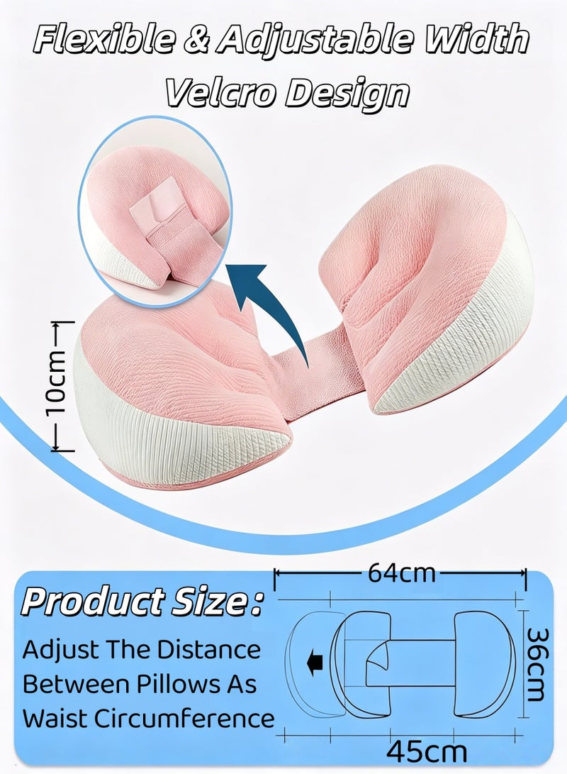 Allieuka Pregnancy Pillow,Maternity Support Pillow,Body Pillow,Pregnancy Pillow for Sleeping,Waist Protector + Auxiliary Pillow,Adjustable Width,Ergonomic Shape,Memory Foam Effect,Supports Belly Without Sagging,Removable Washable Cover,Comfort and Back Relief,Supports Back, Legs, Abdomen, And Buttocks Of Pregnant Women(Pink) - Image 2