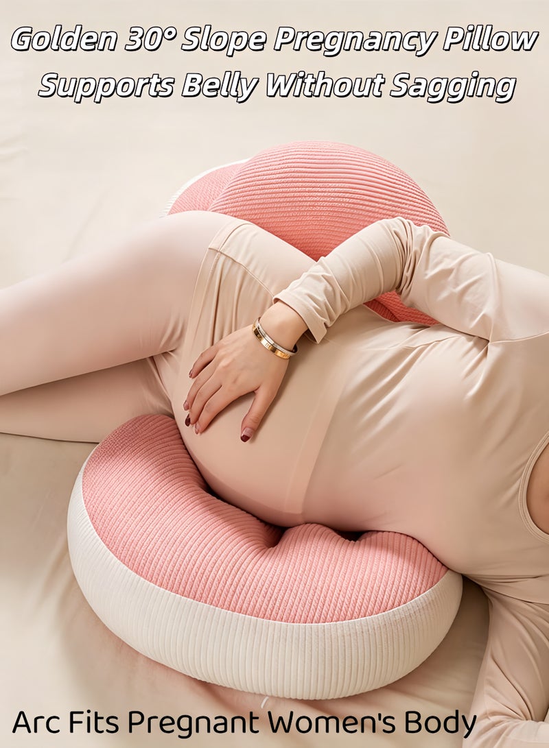 Allieuka Pregnancy Pillow,Maternity Support Pillow,Body Pillow,Pregnancy Pillow for Sleeping,Waist Protector + Auxiliary Pillow,Adjustable Width,Ergonomic Shape,Memory Foam Effect,Supports Belly Without Sagging,Removable Washable Cover,Comfort and Back Relief,Supports Back, Legs, Abdomen, And Buttocks Of Pregnant Women(Pink) - Image 5