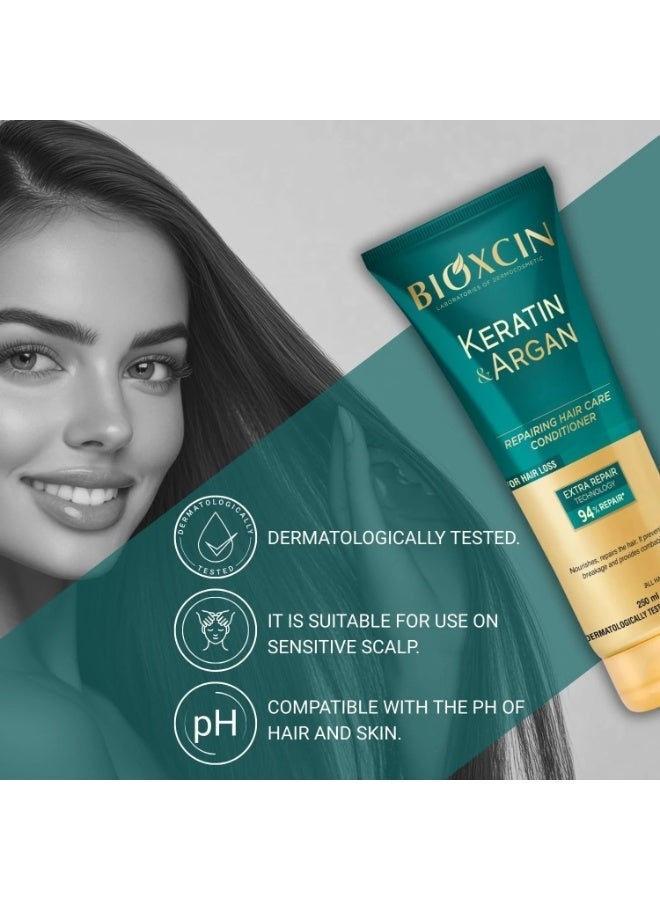 Bioxcin Keratin Argan Restorative Hair Repair Cream for Damaged Hair 250ml - Image 2