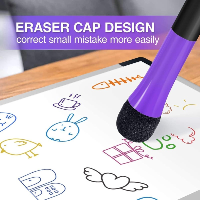 THECLOUDMALL ® Magnetic Dry Erase Markers Fine Tip, Whiteboard Markers with Eraser, 12 Count Colorful Fine Point Dry Erase Markers for Kids, Low Odor Thin Dry Erase Markers for Calendar Boards - Image 5