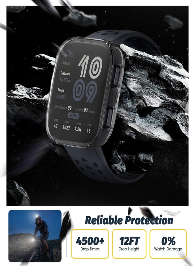 Orzero (4 Pack) Orzero Watch Case Compatible for Amazfit Bip 6, TPU Full Body Protective Cover Scratch Resistant Shock Absorbing Ultra Slim - Clear*2+Silver+Black - Image 2