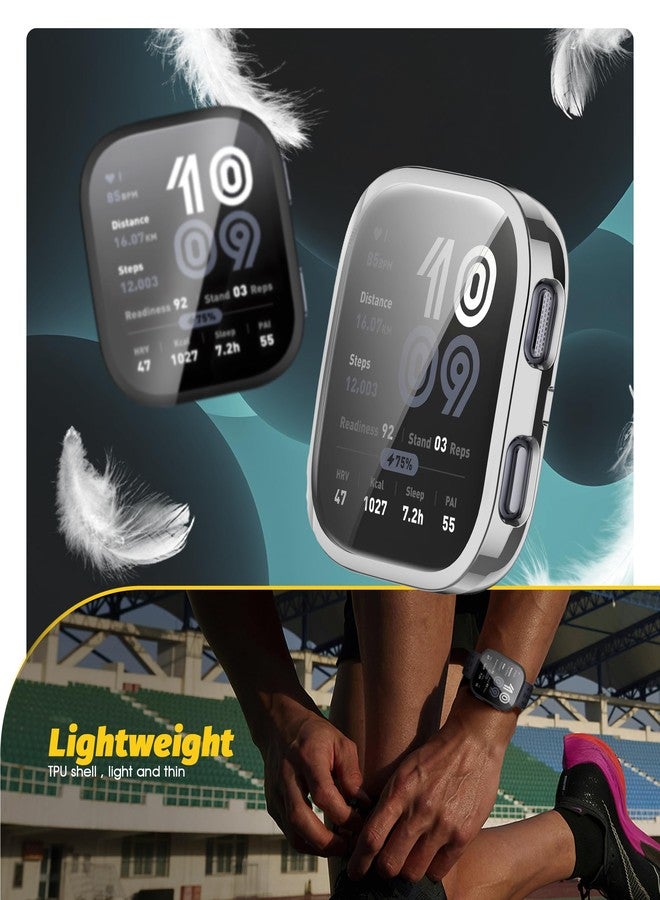 Orzero (4 Pack) Orzero Watch Case Compatible for Amazfit Bip 6, TPU Full Body Protective Cover Scratch Resistant Shock Absorbing Ultra Slim - Clear*2+Silver+Black - Image 3