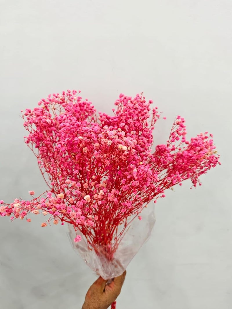 FLUSHIA FLUSHIA Pack of 1Bunch Artificial Gypsy Flowers Sticks for Home Decorative Baby Breaths Naturally Dried Flowers for Vase Filler for Home Decor Indoor Office DecorWedding BridalParty Pink 