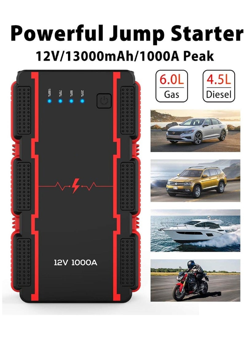 Generic Mini Jump Starter Car Battery Smart Clip With Battery Detection 12V 1000A Up to 6.0L Gas Or 4.5L Diesel Engine Power Pack Auto Battery Booster with LED Light  - Image 4