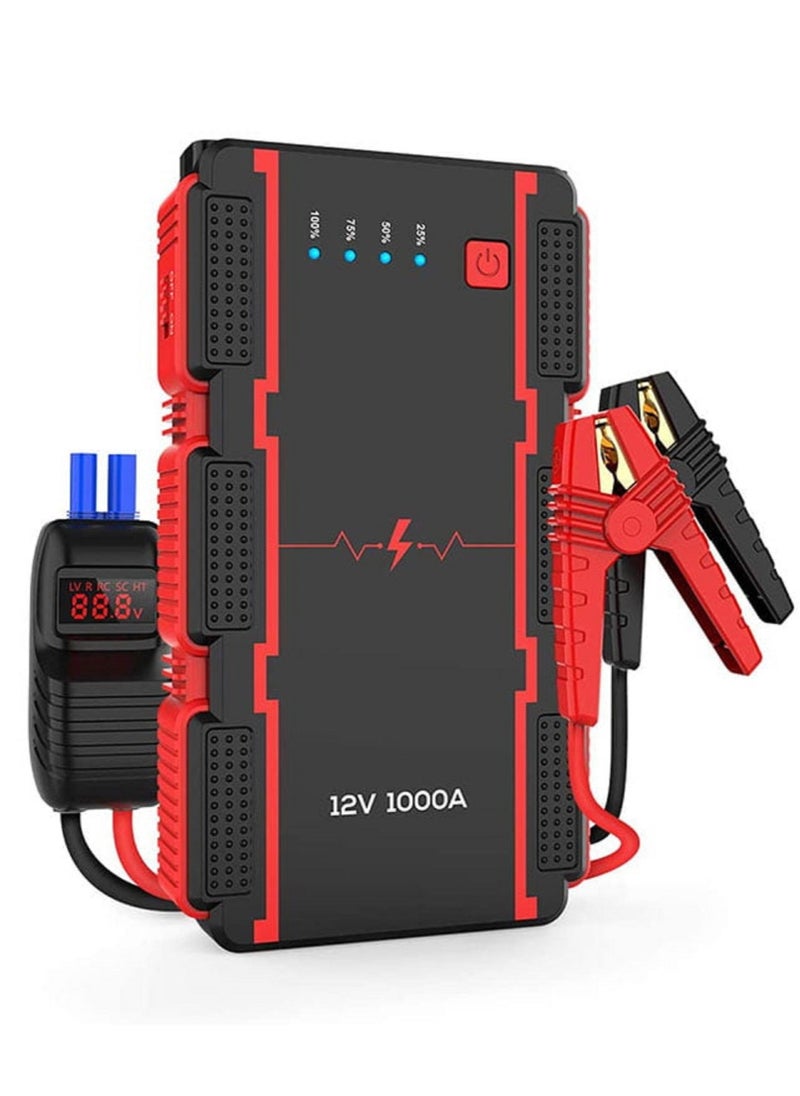 Generic Mini Jump Starter Car Battery Smart Clip With Battery Detection 12V 1000A Up to 6.0L Gas Or 4.5L Diesel Engine Power Pack Auto Battery Booster with LED Light  - Image 1