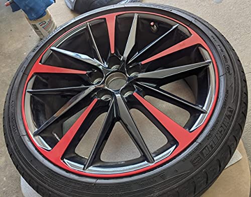 SlickMod Chrome Delete Blackout Vinyl Overlay for 2018-2022 Toyota Camry XSE 19 in Sport Wheel Rims (Gloss Red) - Image 2