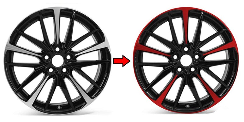 SlickMod Chrome Delete Blackout Vinyl Overlay for 2018-2022 Toyota Camry XSE 19 in Sport Wheel Rims (Gloss Red) - Image 5