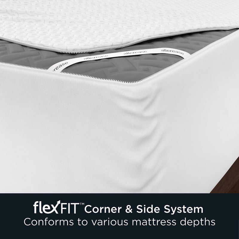 Aller-Ease AllerEase Platinum Zip-Off Top Waterproof Mattress Protector Full Size 360 Degree Zipper Allergen Barrier Temperature Balancing Luxurious Plush Top Separately Machine Washable Mattress Cover (White) - Image 5