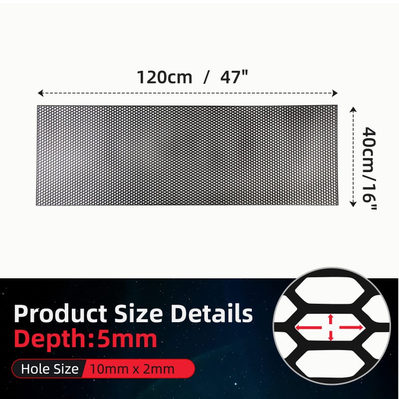 AggAuto 47"x16" ABS Plastic Universal Car Grill Mesh, Automotive Grille Insert Bumper Honeycomb Hole 10x10mm Grids Black - Image 2