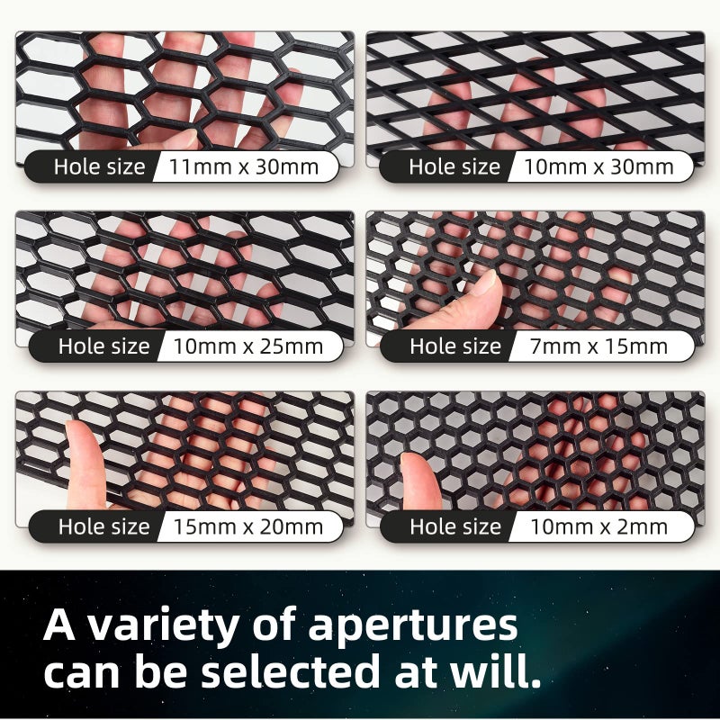 AggAuto 47"x16" ABS Plastic Universal Car Grill Mesh, Automotive Grille Insert Bumper Honeycomb Hole 10x10mm Grids Black - Image 5