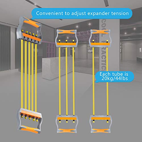 TOCO FREIDO Chest Expander, 5 Tubes Ajustable Arm Strength Trainer, Exercise Resistance Bands for Home Fitness Muscle Training (50lbs) - Image 2