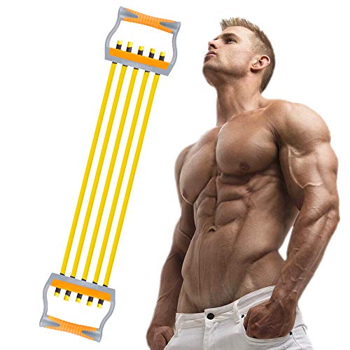 TOCO FREIDO Chest Expander, 5 Tubes Ajustable Arm Strength Trainer, Exercise Resistance Bands for Home Fitness Muscle Training (50lbs) - Image 1