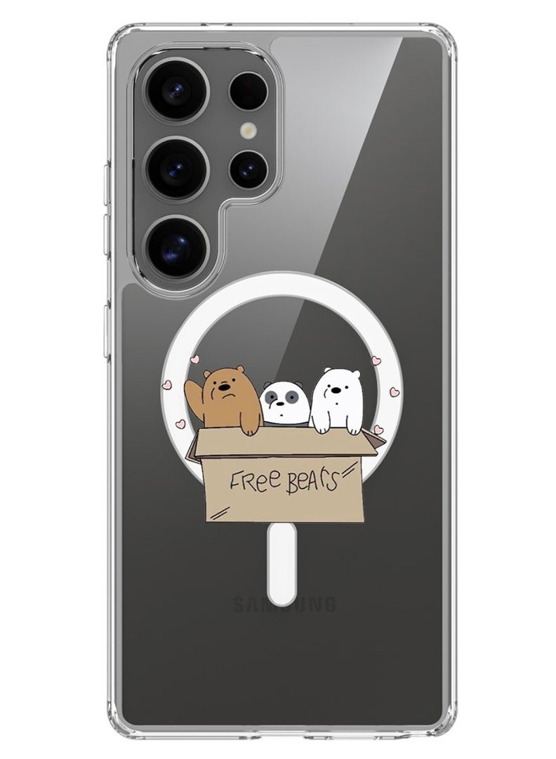 Theodor Magnetic Case for Samsung Galaxy S25 Ultra 6.9-inch Compatible with MagSafe Wireless Charging, Shockproof Phone Bumper Cover We are bears - Image 1