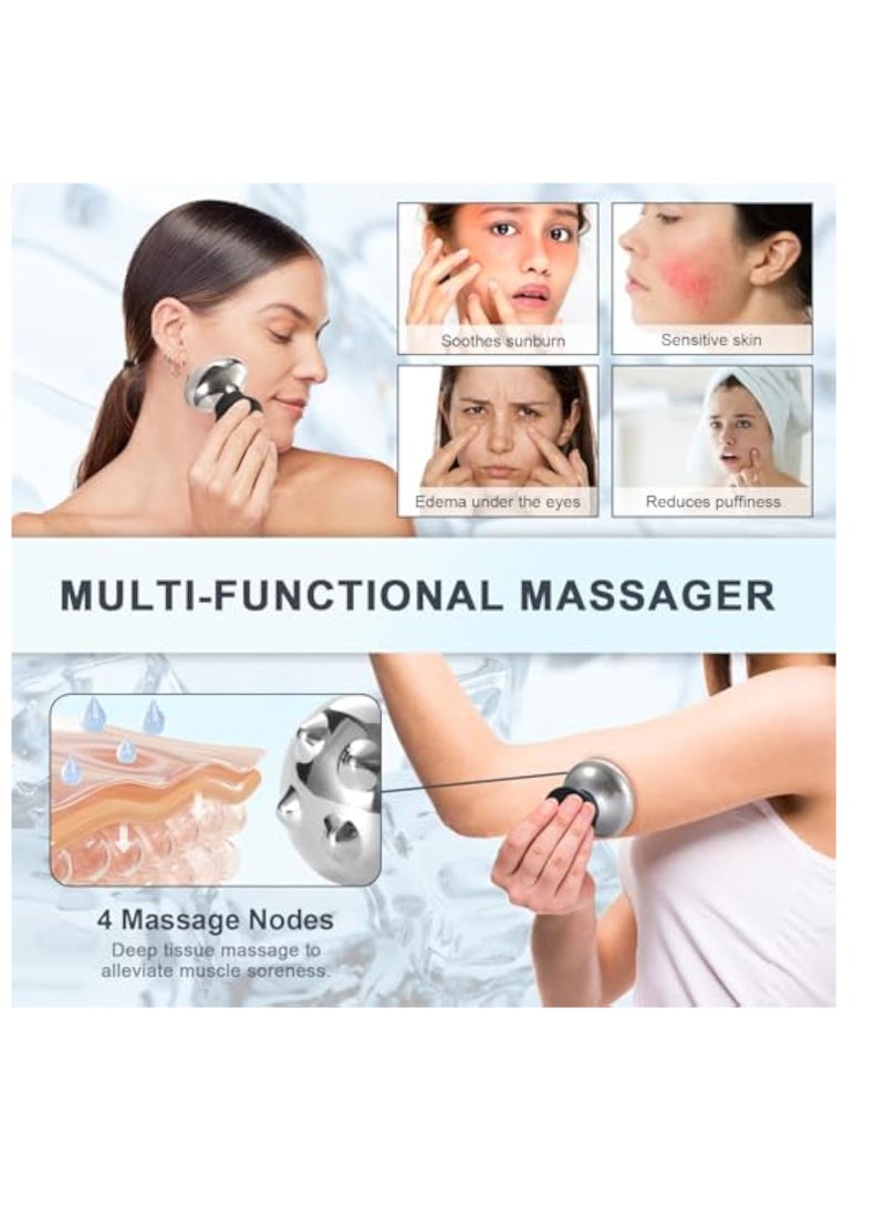 KASTWAVE Ice Globes Facial Tools, Facial Skin Care Tools, Stainless Steel Gua Sha Facial Tool, for Face Eyes Body, Stainless Steel Face Beauty Cryo Sticks, Esthetician Supplies Cooling Spa Globes Cold Roller - Image 3