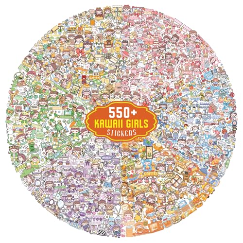 CodersParadise - 550 Vibrant Kawaii Girls Journal Stickers, 6 Colour Designs and Patterns Vintage Retro Stickers for Journal, Scrapbooking, Projects Multicolour - Image 1