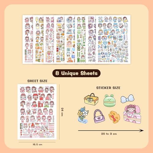 CodersParadise - 550 Vibrant Kawaii Girls Journal Stickers, 6 Colour Designs and Patterns Vintage Retro Stickers for Journal, Scrapbooking, Projects Multicolour - Image 3